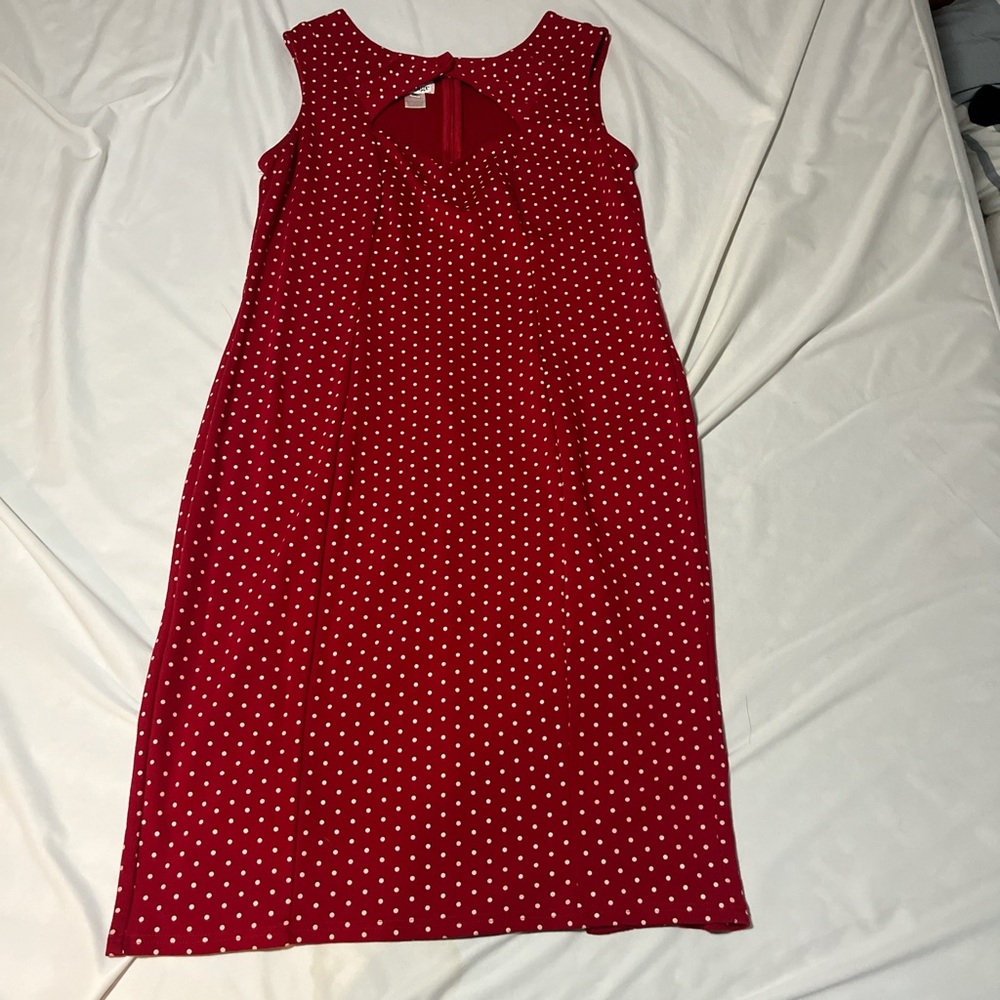 Red and white polka dot dress. Vintage inspired with cut out at chest